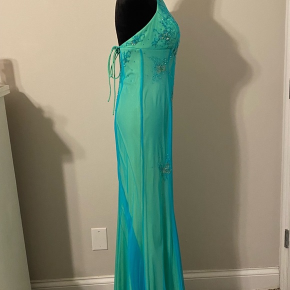 Halter Turquoise and Green prom dress! - Picture 2 of 4